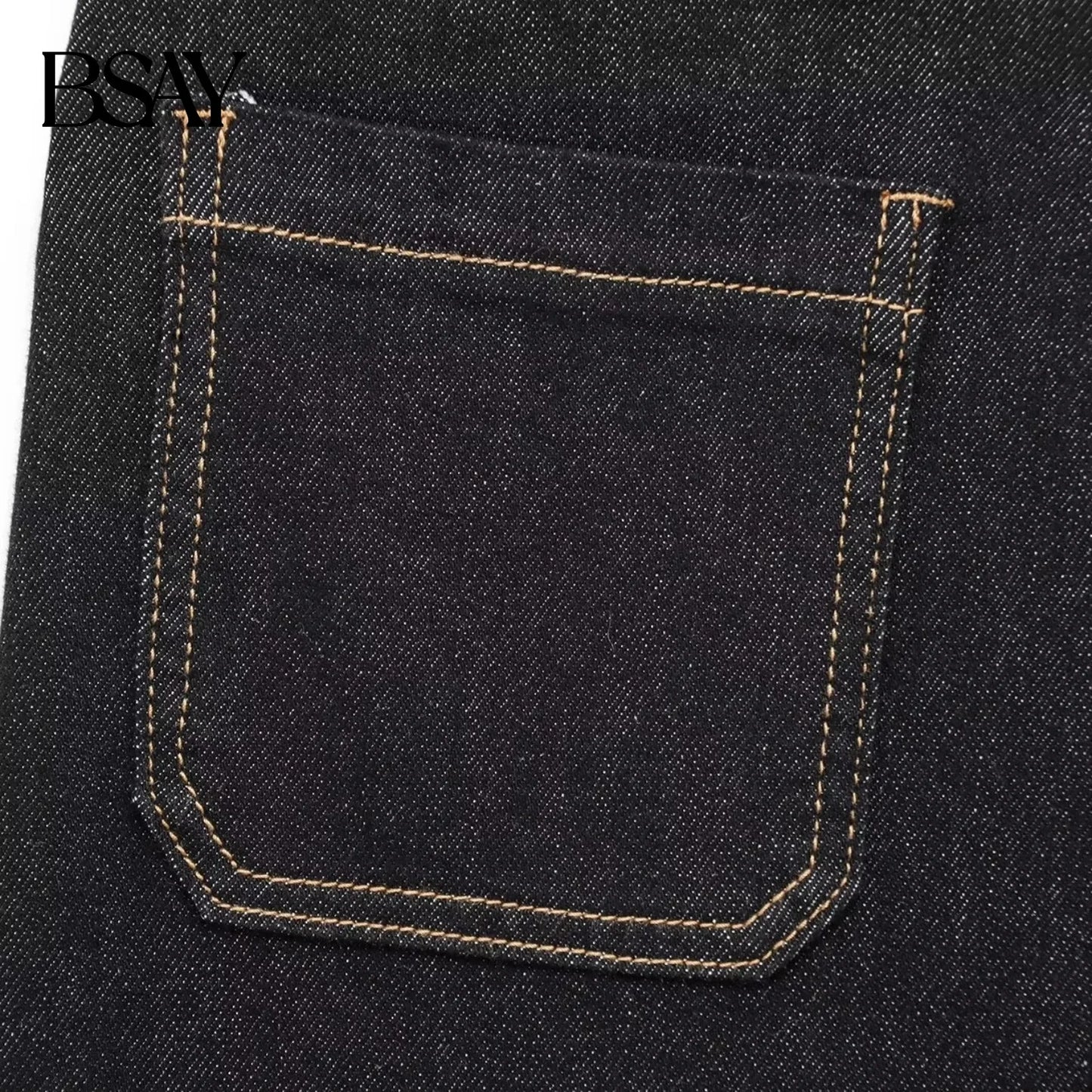 BSAY Jeans for Women Fashion Autumn Winter New Solid Color Pocket Loose Retro High Waist Wide Leg Pants Chic Female Trousers