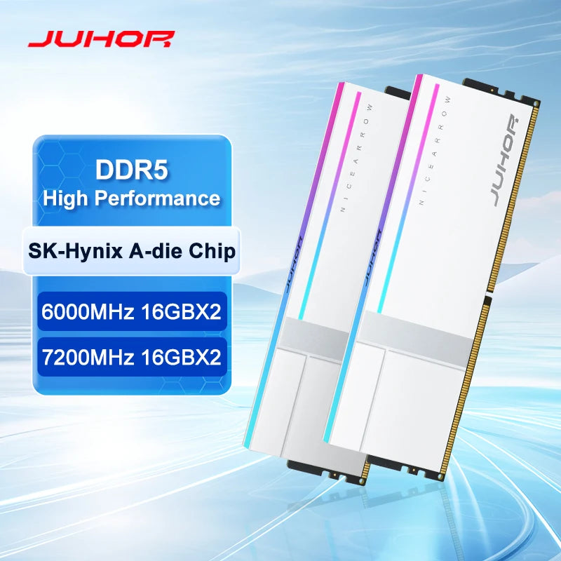 JUHOR Memoria Ram DR5 RGB 16GB 6000MHz 6800MHz 7200MHz 8000MHz  DIMM Ram Dual Channel Sunning Desktop Memory Ram