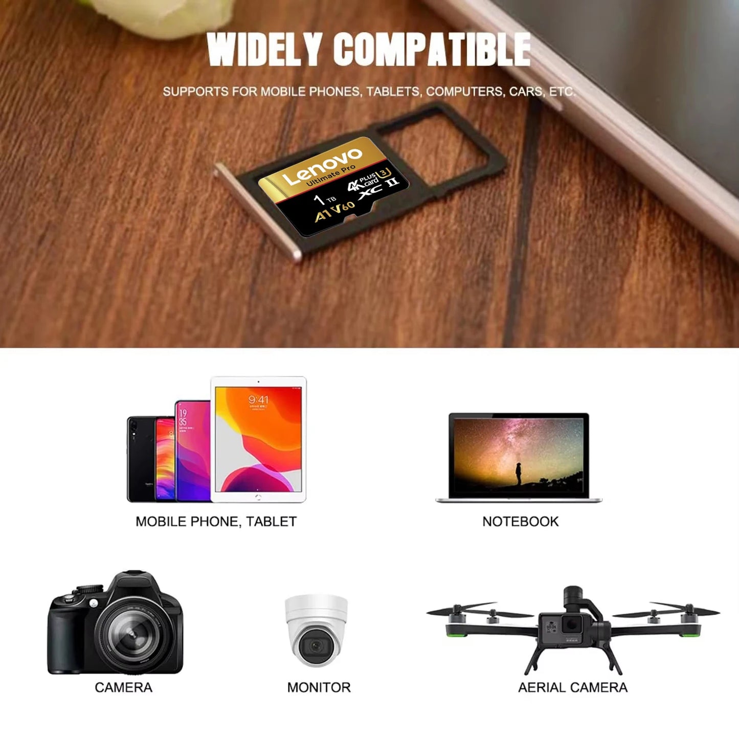 Original Lenovo Micro 16GB 512GB 256GB 128GB 32GB 64GB 16GB Large Capacity 100MB/s UHS-I Class10 for Camera Surveillance Devices