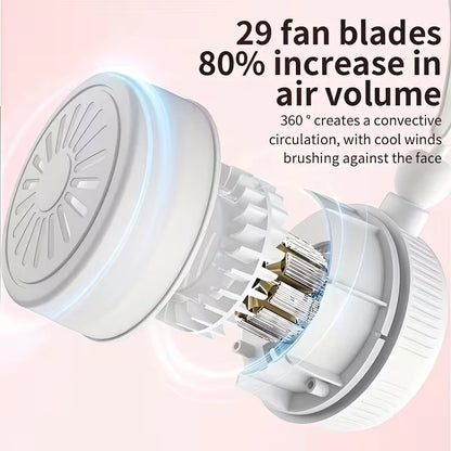 Portable Neck Fan (USB Rechargeable) – Mini Hands-Free Fan with Powerful Airflow & Quiet Operation; Suitable for Outdoor Use