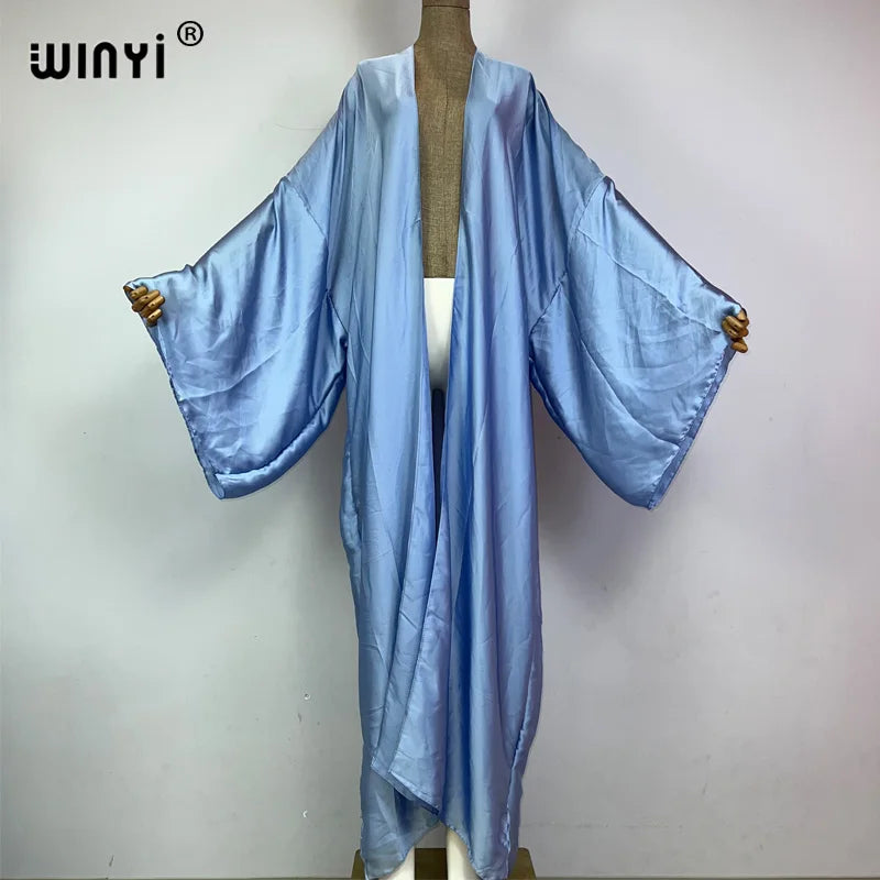 WINYI kimono boho monocolour kaftans beach wear Elegant купальник Holiday beach outfits for women cover ups comfortable dress