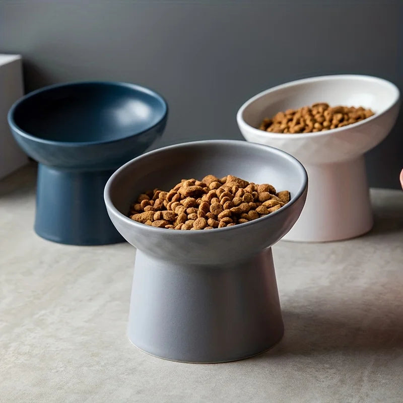 Ceramic Cat Bowl Pet Bowl High-leg Cat Bowl with Neck Protection Dog Choke-proof Bowl Dog Bowl Cat Accessories Pet Supplies