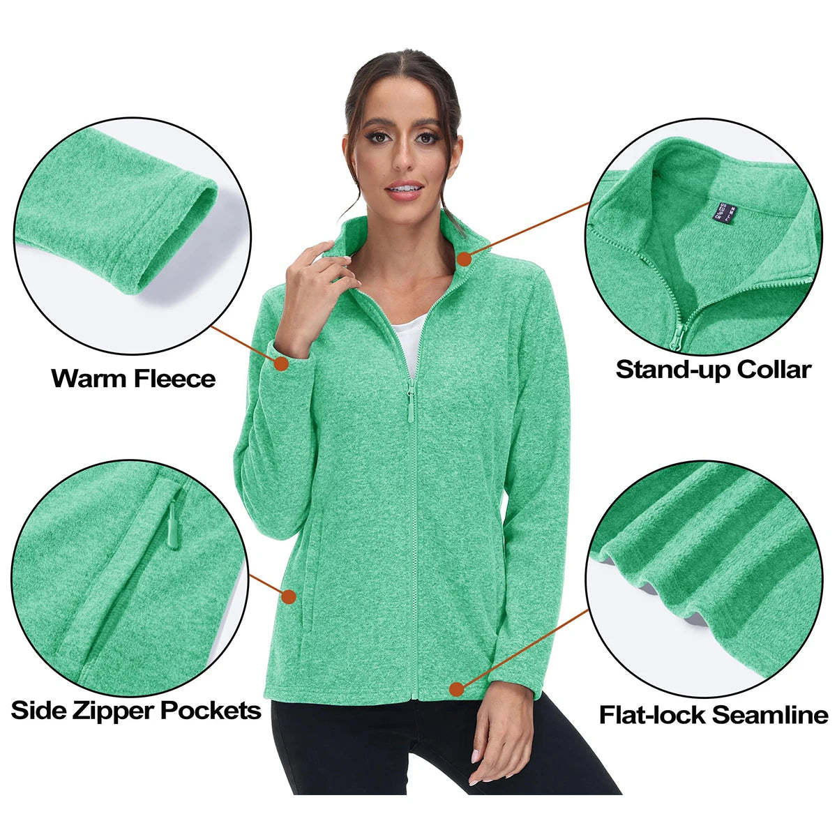 MAGCOMSEN Lightweight Women's Fleece Jackets Womens Athletic Warm Sweatshirts Casual Turtleneck Sweater Coat Sports Tops