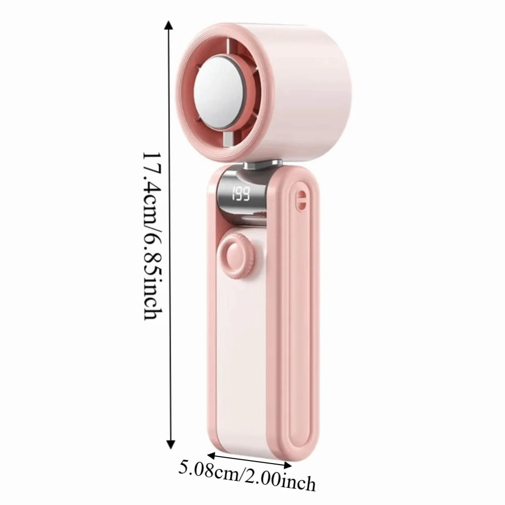 Foldable Design Portable Handheld Fan Portable Quiet Mini Pocket Fan Digital Display Silent Operation Desktop Fan Handheld Use