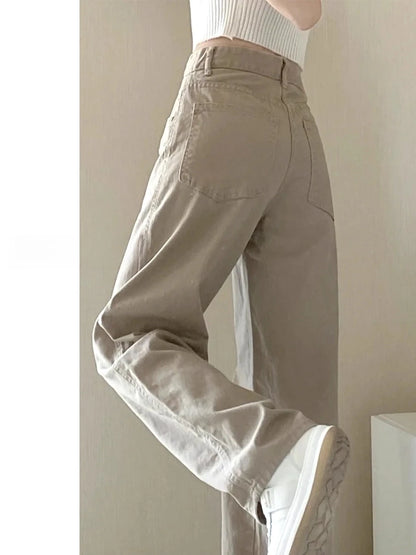 Autumn Kaqi White Jeans Women Wide Leg Pants Mom Femme Y2K Jeans Bermuda Woman Trousers Clothing Pantalones Spodnie Damskie
