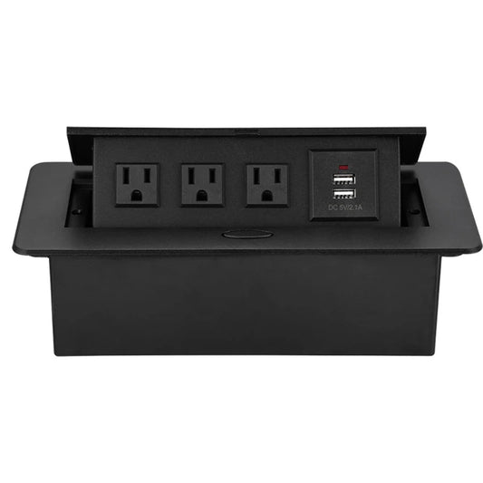 American standard socket embedded hidden desktop socket pop-up slow rise US power socket charging 2 Port USB 5v 2.1A socket