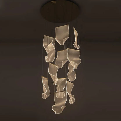 Light Guide LED Modern Chandelier Living Room Decor Lighting Duplex Rotating Stairs Pendant Lamp Dining Room Hanging Lights