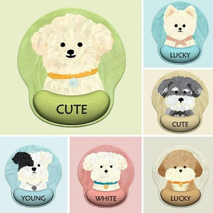 Cartoon Puppy Mouse Pad with Wrist Rest Non-Slip Soft Ergonomic Desk Mat For Office Gaming Computer Desk Universal Mousepad