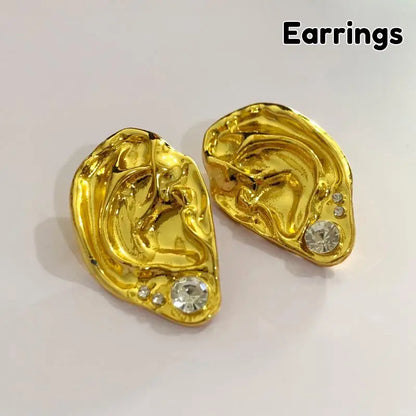 Ear Shaped Earrings Metal Ring Jewelry Irregular Statement Ring Unique Textured For Daily Wear Parties & Events