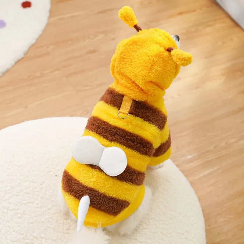 Puppy Pet Clothes Bee Style Plush Costume Cat Pet Clothes Autumn Winter Plush Warm Clothing Dog Clothes for Small Dogs