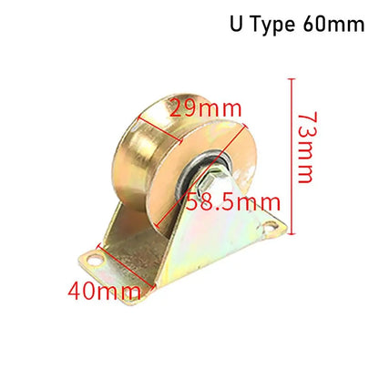 1Pcs Stainless Steel Home Hardware Rigid Caster Track Wheel Bearing Pulley U/V/H Shaped Plating Color Sliding Door Rollers