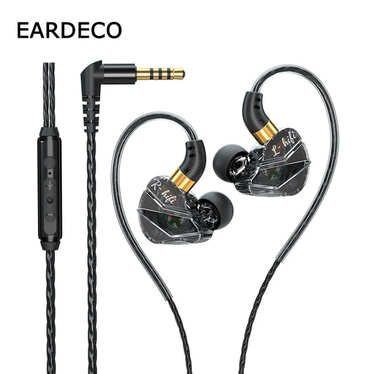 EARDECO Wired Headphones With Microphone Wire-Controlled Wired Earphone In-Ear Headphones Sport Earphones Gaming Headset Bass