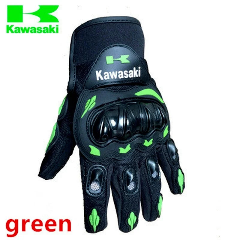 Kawasaki Gloves All Finger Bicycle Breathable Gloves Motorcycle Collision Avoidance Rider Gloves Outdoor Sports Gloves