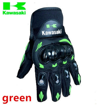 Kawasaki Gloves All Finger Bicycle Breathable Gloves Motorcycle Collision Avoidance Rider Gloves Outdoor Sports Gloves