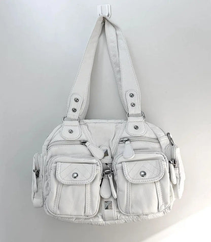 JIAERDI Hot Girls White Y2k Shoulder Bags Women Vintage Subculture Leather Casual Handbag Female Harajuku Underarm Bag Purse New