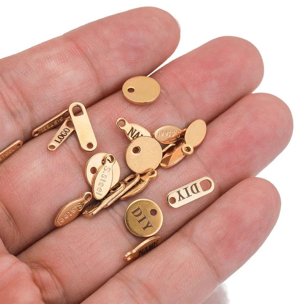50pcs Customized Custom Laser Engrave Name LOGO Stainless Steel Personalized Necklace Extend Chain Tail Tag Jewelry Wholesale