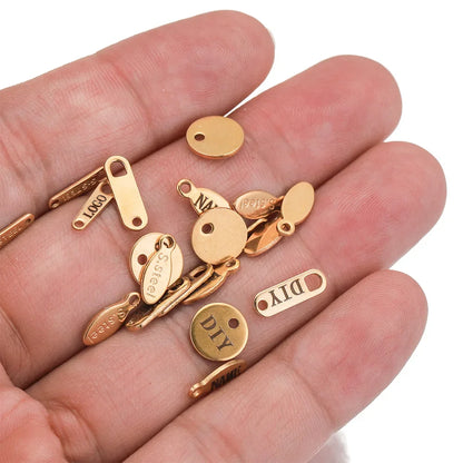 50pcs Customized Custom Laser Engrave Name LOGO Stainless Steel Personalized Necklace Extend Chain Tail Tag Jewelry Wholesale
