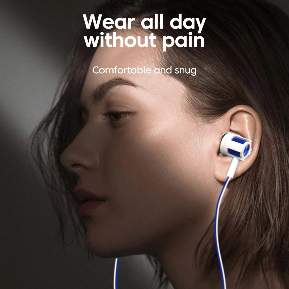 3.5mm Wired Headphones Over Ear HiFi Call Wire Control Earphones With Microphones Headsets For Cellphones Tablet Laptop Earbuds
