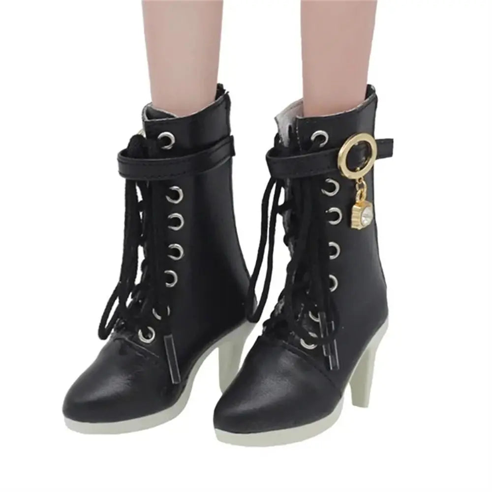Dolls Accessories PU Leather Dolls Shoes Handmade Fashion Doll High Boots Casual Cute Doll High-heeled Shoes 60cm Dolls