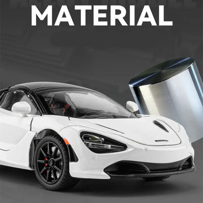 1:24 720S Alloy Racing Car Model Diecast Metal Sports Car Model Simulation Sound and Light Collection Childrens Toy Gift