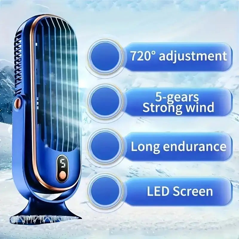 Portable USB Fan | 5 Speeds, 720° Swivel, Quiet Cool Breeze, Air Circulation, Indoor/Outdoor Use, Ideal For Home, Office, Travel