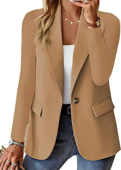Black White Women's Suat Coat Office Elegant Blazer Soring Fall Casual Long Sleeve Pocket Slim Outerwears Blazer Mujer Women Top