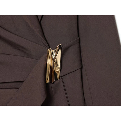 Women's Blazer Coats Autumn Fashion Buckle Decoration Long Sleeve Blazers Female Outerwear Chic Tops