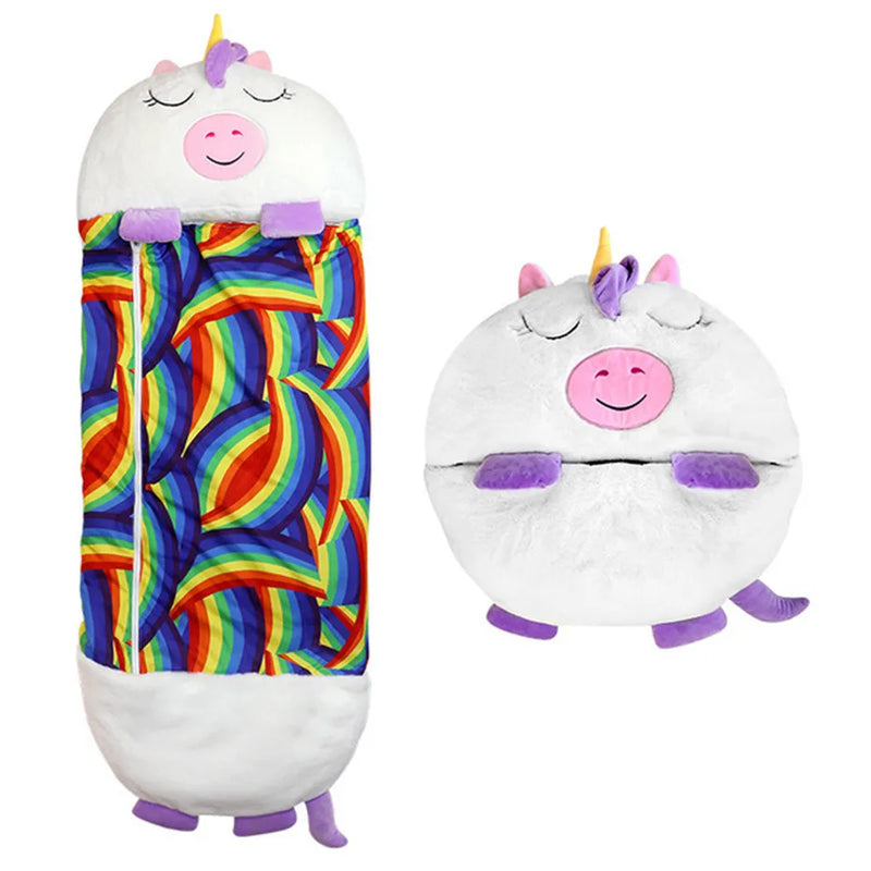 Children's Cartoon Sleeping Bag Kids Animal Soft Lazy Sleepsacks Baby Plush Doll Pillow Sleep Sack for Boys Girls Birthday Gift