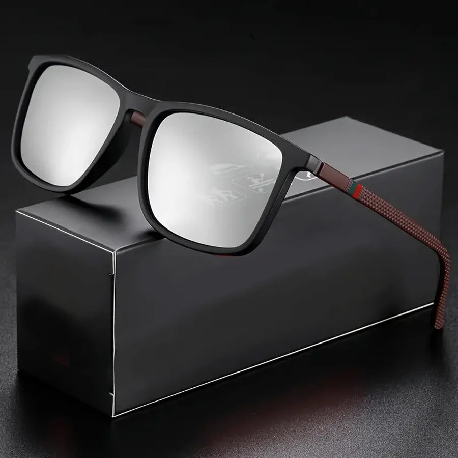 Classic Square Men's Sunglasses Comfortable Lightweight Black Frame Glasses Ideal for Travel Photography Gifts