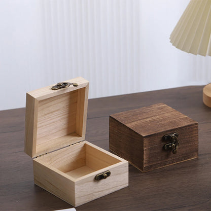 Square Wooden Storage Box With Lid Retro Flip-top Wooden Box Giving Box 10*10*6CM Jewelry Organizer Box For Home Decoration