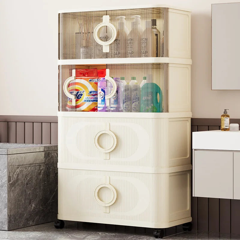 Iving Room Storage Cabinet Thickened Folding Sliding Door Multi Layer LWardrobe Dresser Organizer Snacks Toys Furniture Home