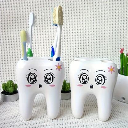 1pc-Cartoon toothbrush companion toothbrush holder, smiling face teeth toothbrush holder, bathroom accessories