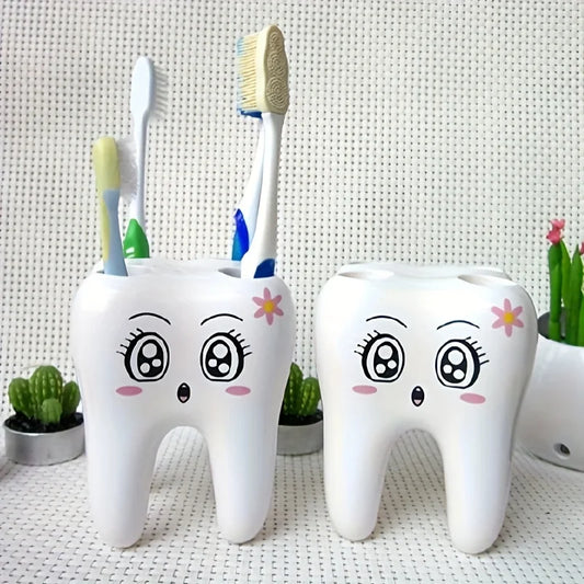 1pc-Cartoon toothbrush companion toothbrush holder, smiling face teeth toothbrush holder, bathroom accessories