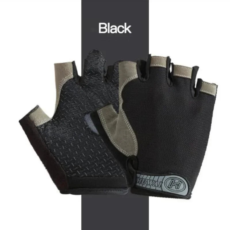 1Pair Gym Gloves Fingerless Gloves Anti-Slip Shock-Absorbing Gloves Sports Gloves for Training Lifting Weight Cycling