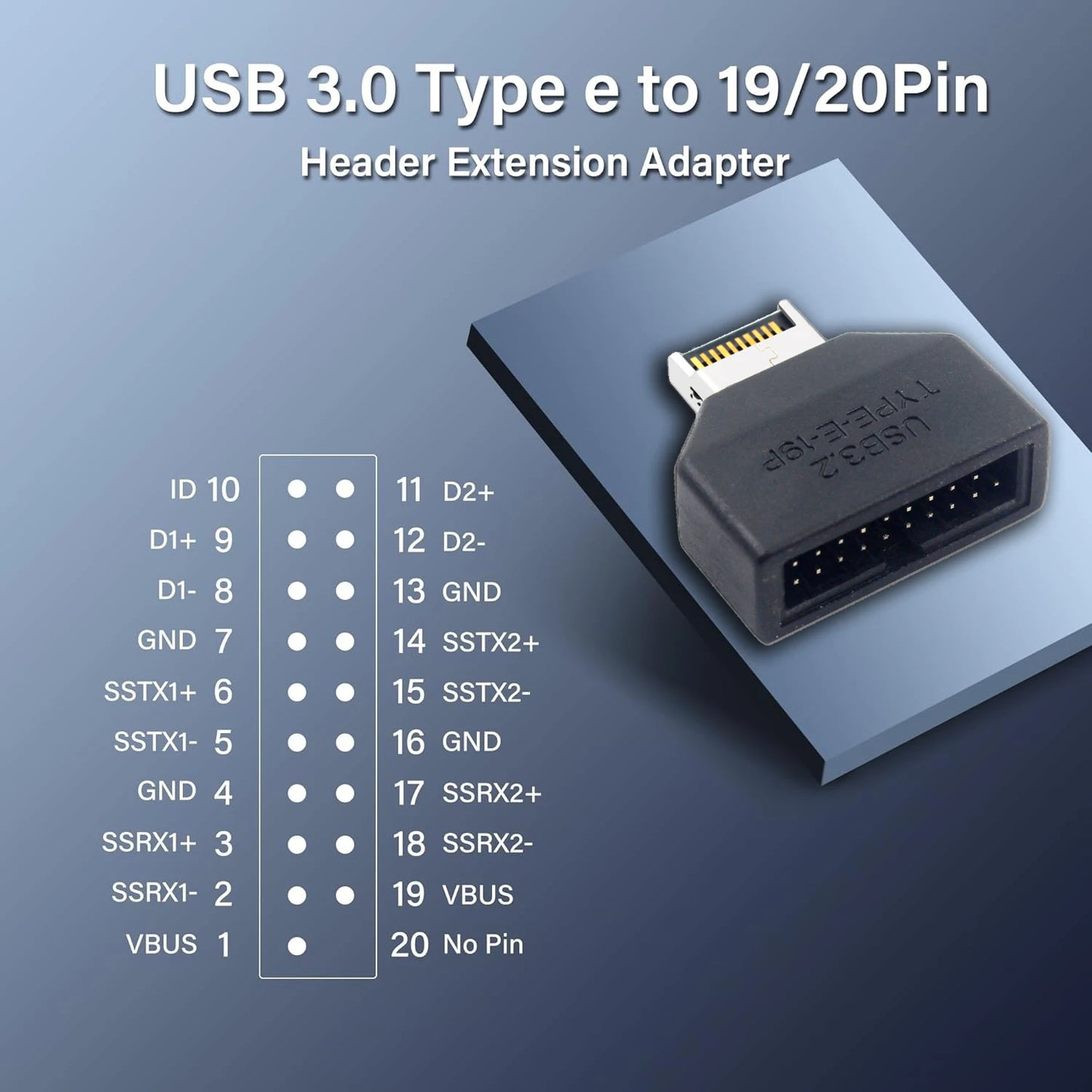 Motherboard USB 3.1 Type-E Header to USB 3.0 19/20Pin Adapter Front Panel Converter 5Gbps Data Transfer Plug & Play for Desktops