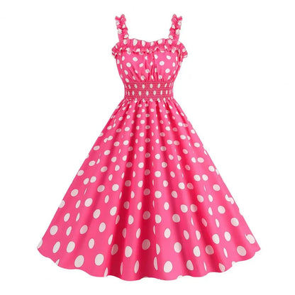 Women Vintage Pink Plaid Dress Retro Rockabilly Strap Suspenders Cocktail Party 1950s 40s Swing Dress Summer Dresses