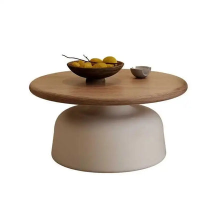 Wooden Round Coffee Table  Minimalist Bedside Stand  Creamy Nordic Living Room and Balcony Side Table for Small Spaces