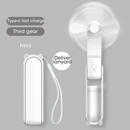 Portable Mini Fan Type C Rechargeable Handheld Cute Creative Cartoon Fan Adjustable Folding Outdoor Travel Cooling Handheld Fan