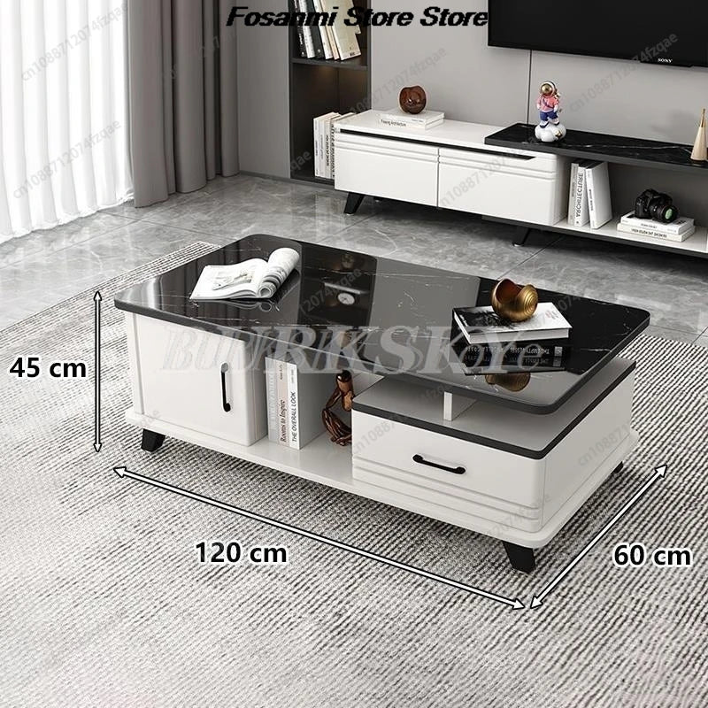 Coffee table living room home light luxury modern simple coffee table TV cabinet combination apartment tempered Glass table