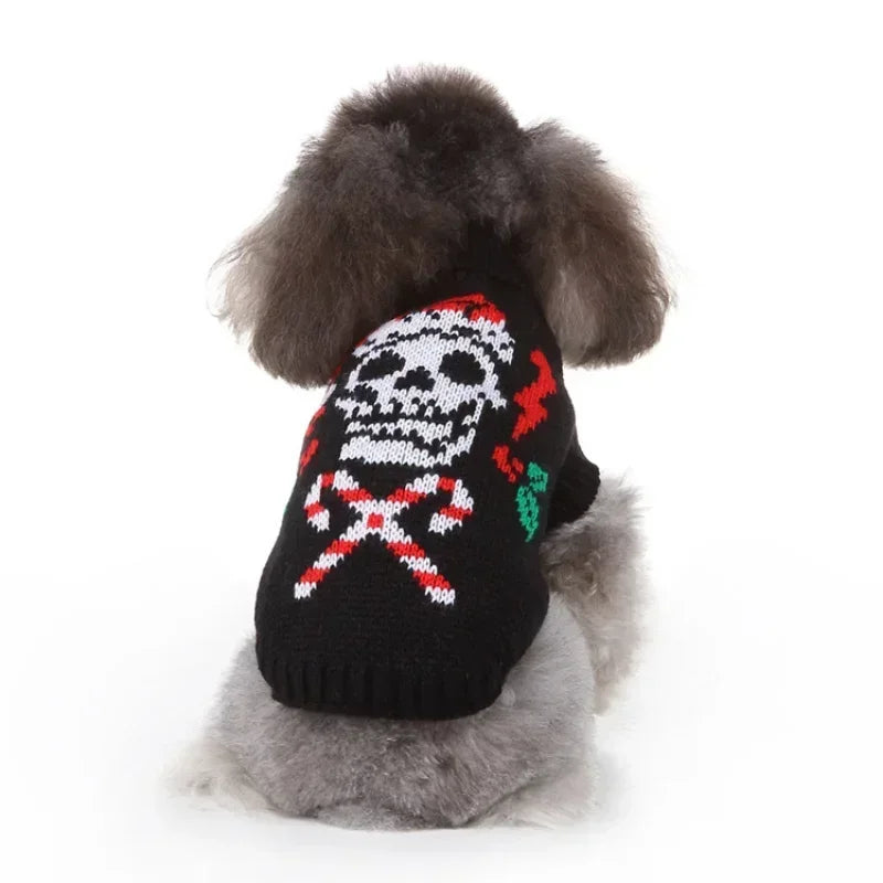 Dog Sweater, Pet Hoodie, Skull Coat, Pet Clothing, Elk Christmas Puppy Dog Clothes, Autumn Pet Clothes