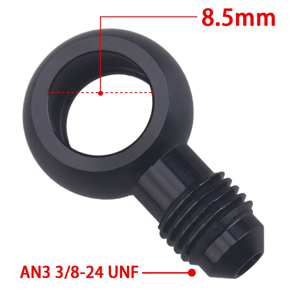 Aluminum Banjo Adapter Fitting 10AN Male Flare AN3 AN4 AN6 AN8 AN10 to 12mm 14mm 16mm Banjo Hole for Fuel & Brake Systems Black