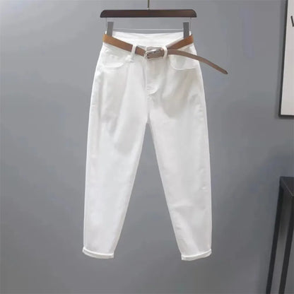 White Jeans Women's Loose Casual Harem Pants Spring Summer Korean Ankle-Length Denim Pants Lady Cowboy Trousers Khaki Black