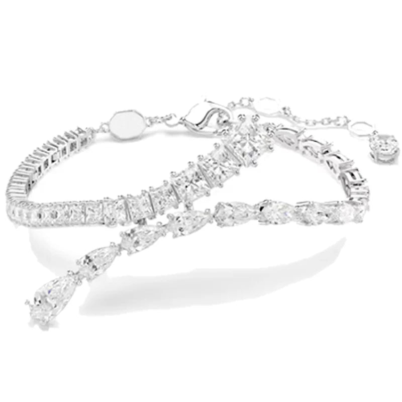 2025 New Trend Fine Wedding Jewelry Set Charming Luxury White Water Drop Crystal Fashion Women's Necklace Bracelet Earrings Ring
