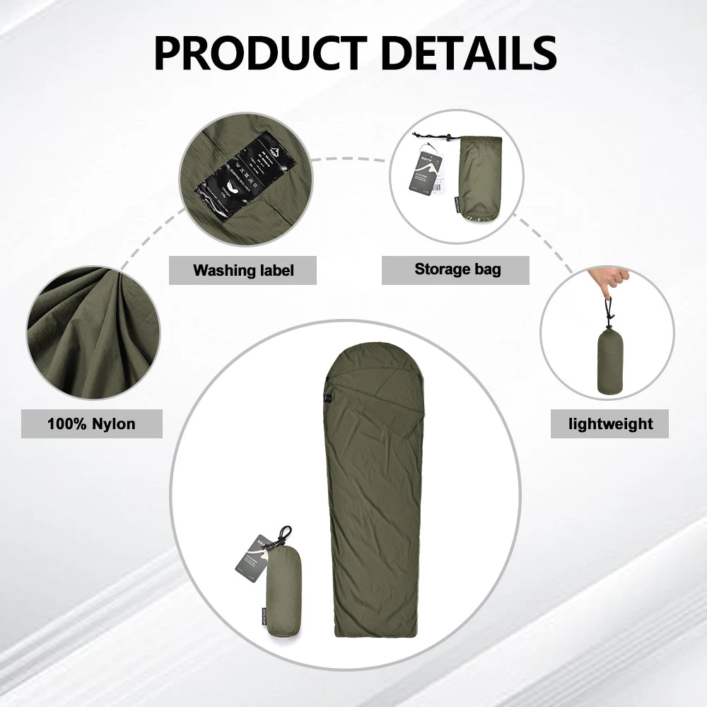 Widesea Camping Sleeping Bag Liner Ultralight Mummy Sleeping Bag Backpack Liner Single Person Travel  Sleeping Bag