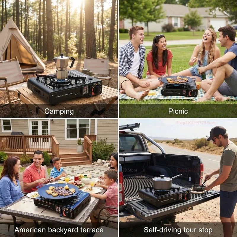Portable Cartridge Stove for Camping Outdoor Barbecuing Home Cooking and Gatherings Lightweight Multi-functional Stove