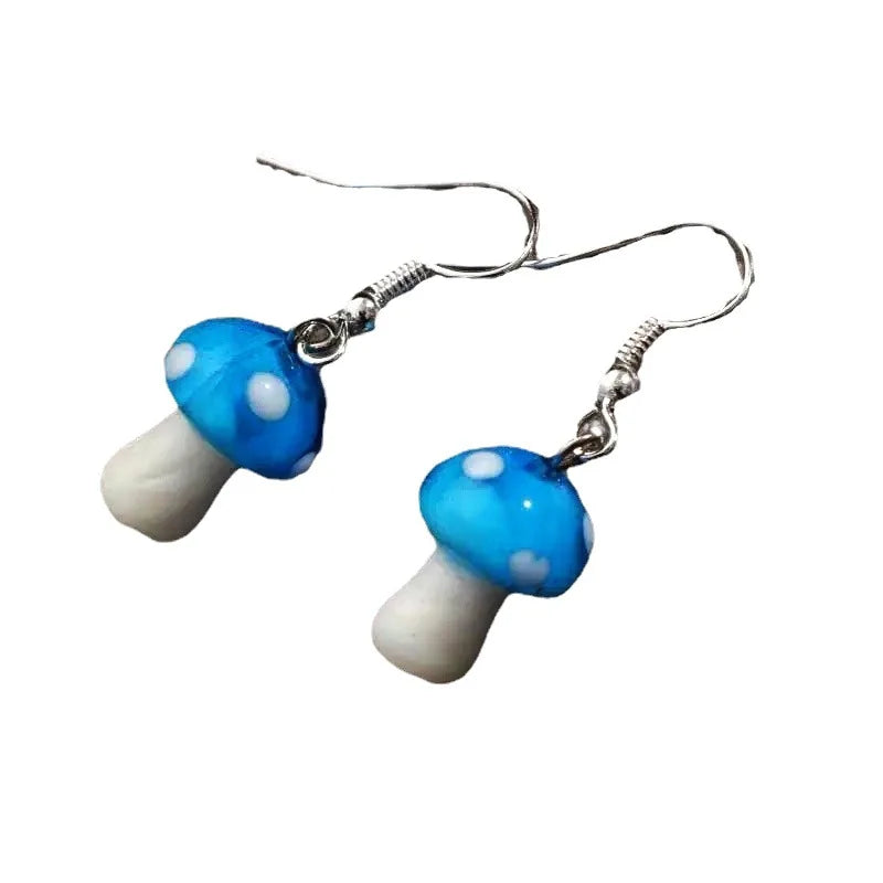 1 Pairs Mushroom Earrings for Women Long Pendant Mushroom Earrings Colorful Earrings Creative Funny Earrings Cute Weird Earrings