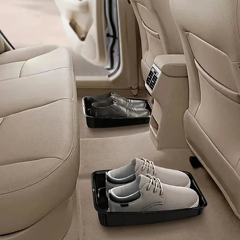 1/2/4pcs Portable Shoe Storage Tray Plastic Durable Shoe Storage Container Car Interior Shoe Storage Box Vehicle Organizer