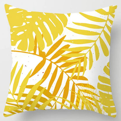 Modern Simple Yellow Flower Pillowcase Home Sofa  Lumbar   Cushion  Pillow