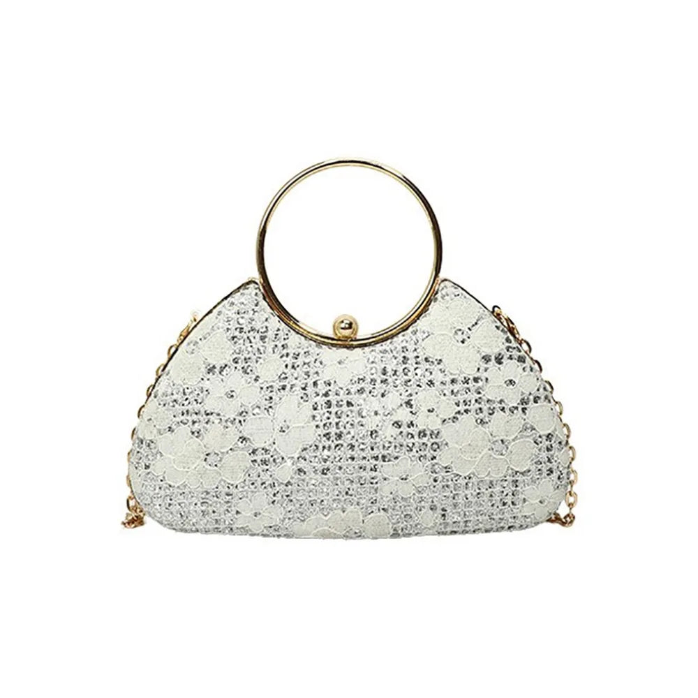 Fashion Polyester Fiber Evening Bags Elegant Chain Shoulder Bag Clutch Handbag Women