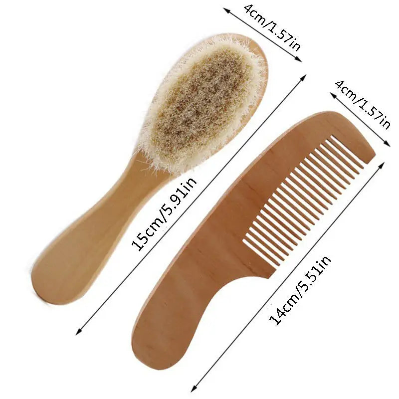Baby Care Wooden Handle Brush Comb Head Massage Tool Portable Baby Brush Set Hair Massage Comb Bath Brush Combs Accessories